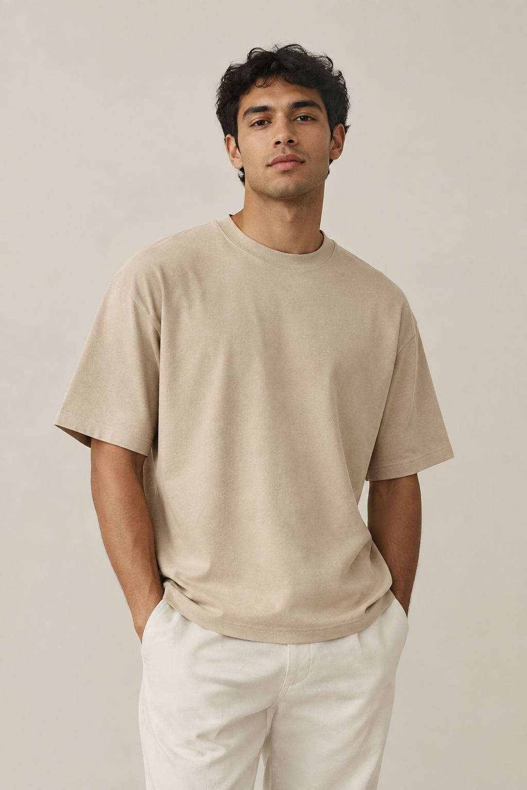 Men's Boxy Tee - Beige