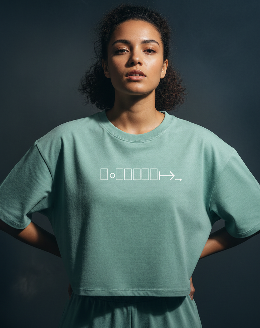 Mint green boxy fit cropped tee with BONIWEAR logo