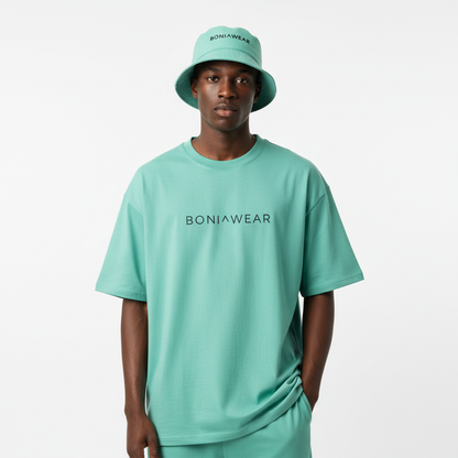 Mint green bulky fit set with bucket hat