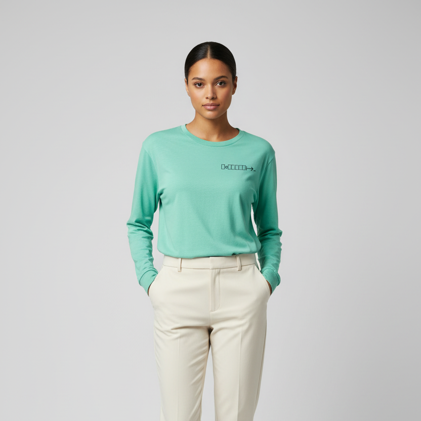 Mint green long sleeve tee with geometric logo