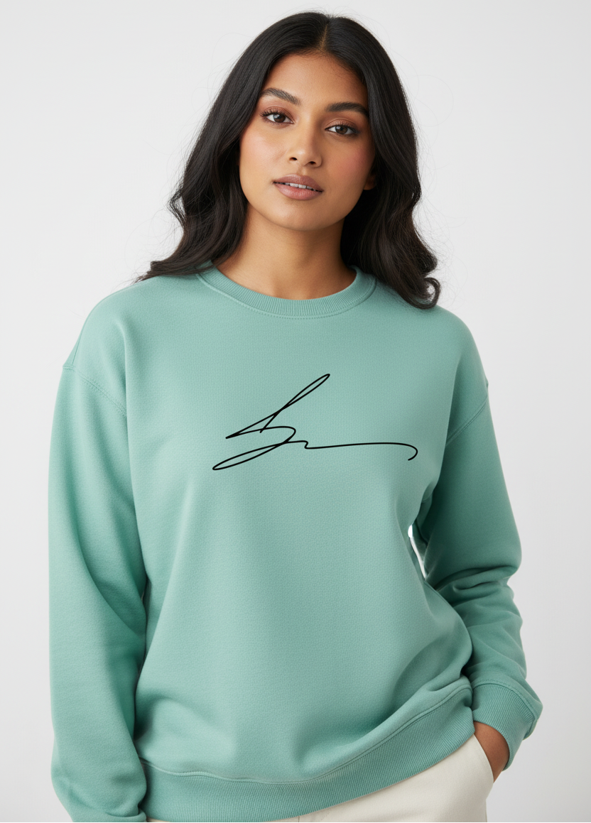 Mint green sweatshirt with signature logo