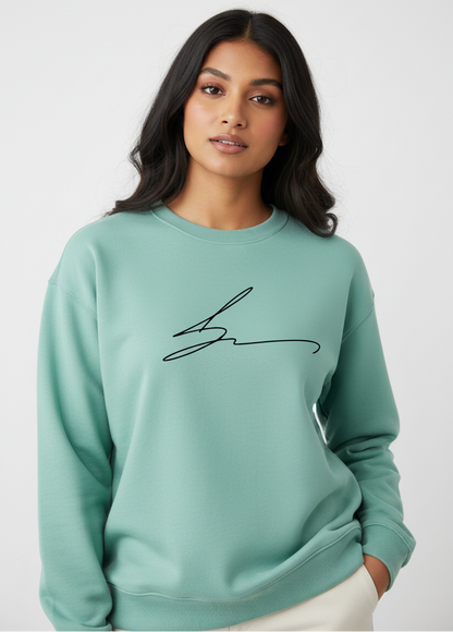 Mint green sweatshirt with signature logo