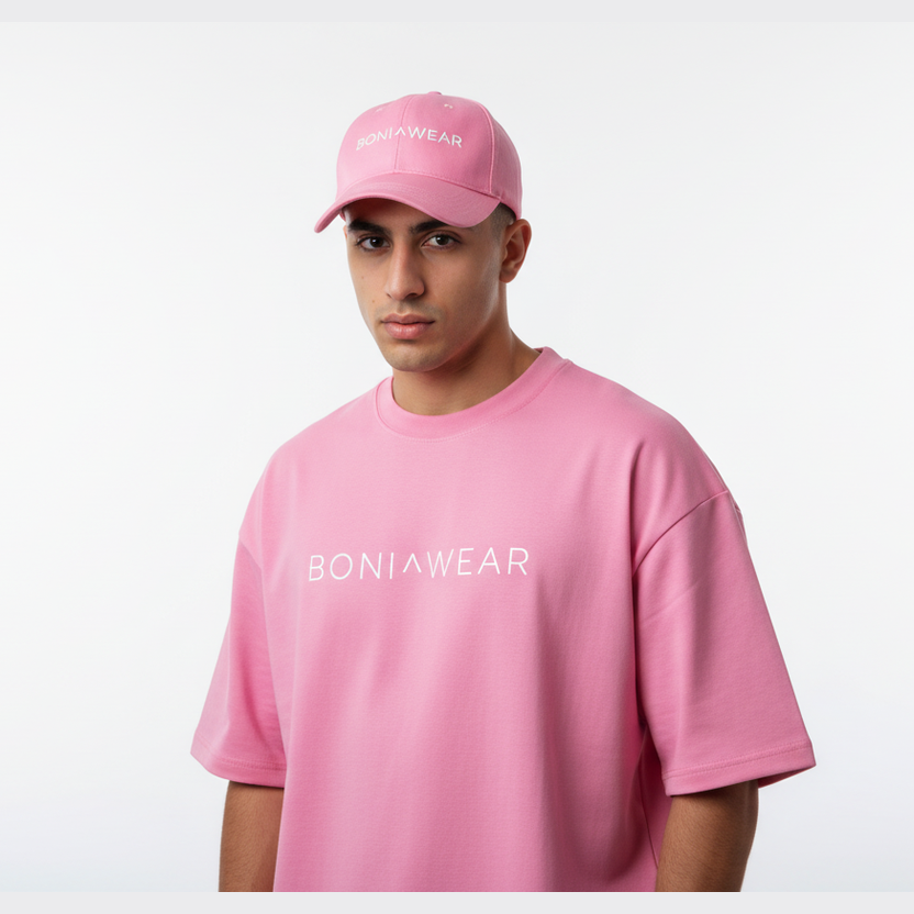Pink bulky fit crew neck set