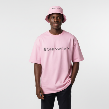 Pink bulky fit set with bucket hat