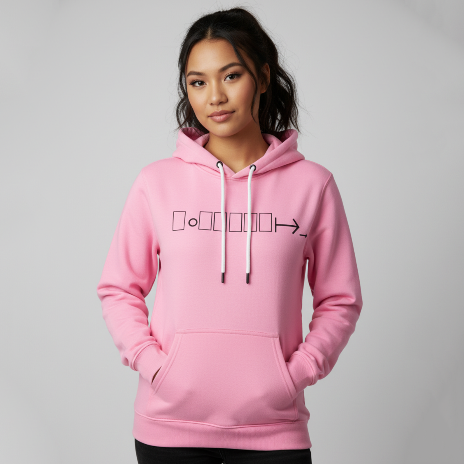 Pink hoodie with geometric logo