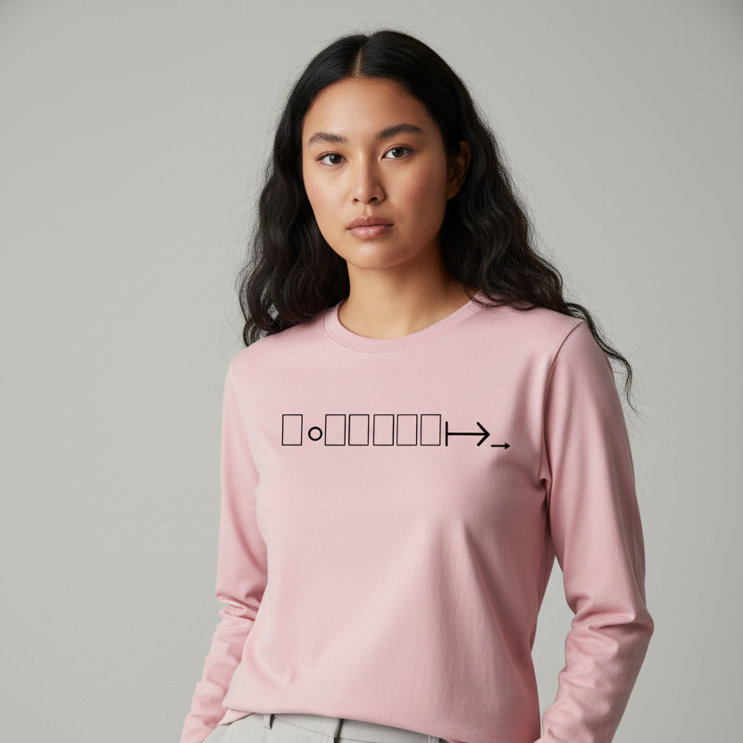 Pink long sleeve tee with geometric logo