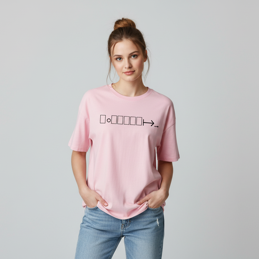 Pink oversized t-shirt with geometric logo