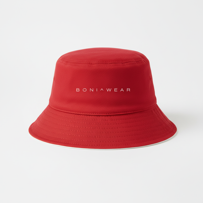 Red bucket hat