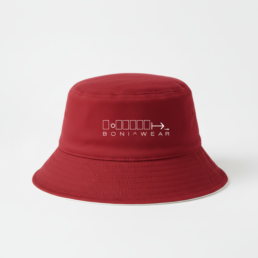 Red bucket hat