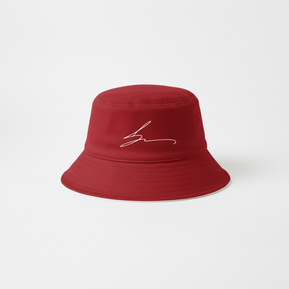Red bucket hat