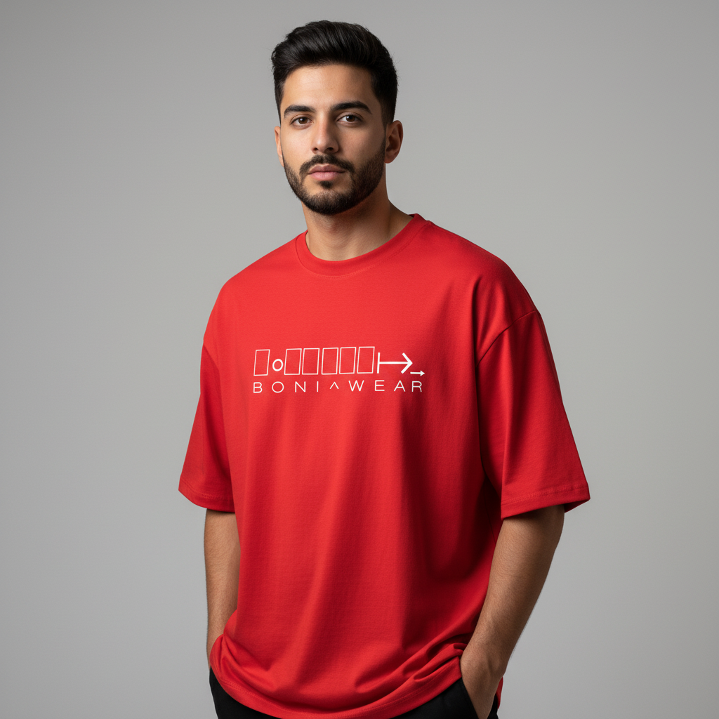 Red bulky fit crew neck t-shirt