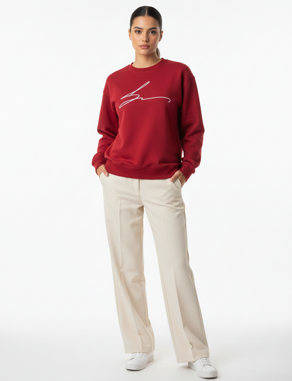 Red sweatshirt with signature logo