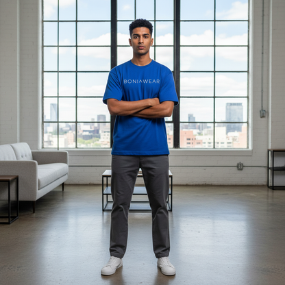 Royal blue bulky fit crew neck with Boniwear logo