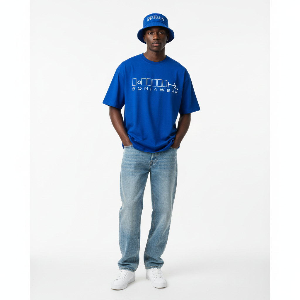 Royal blue bulky fit set with bucket hat