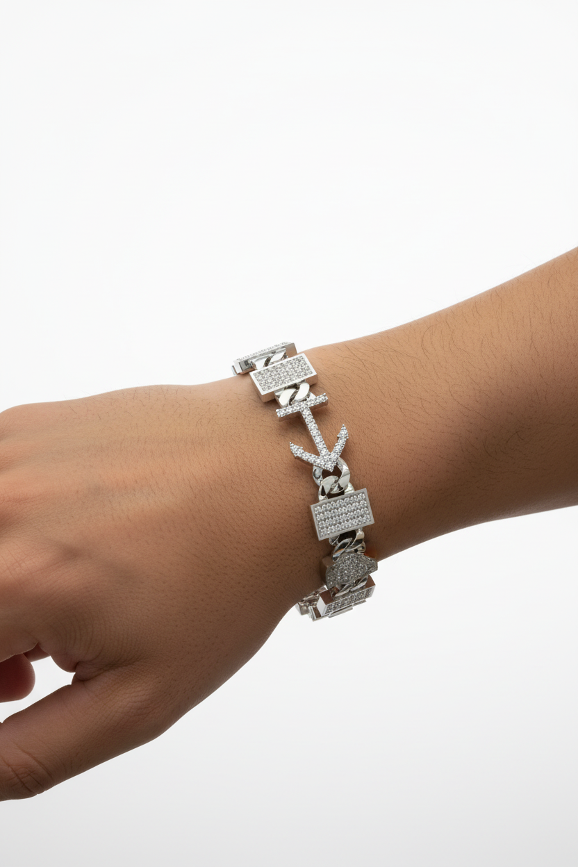 Silver Diamond Bracelet Detail