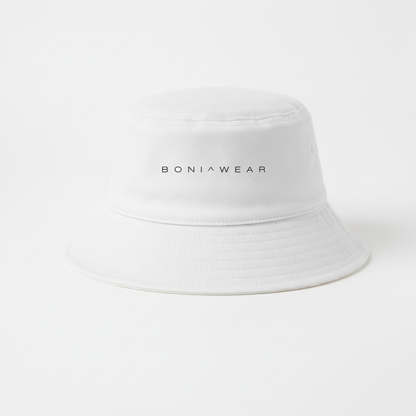 White bucket hat