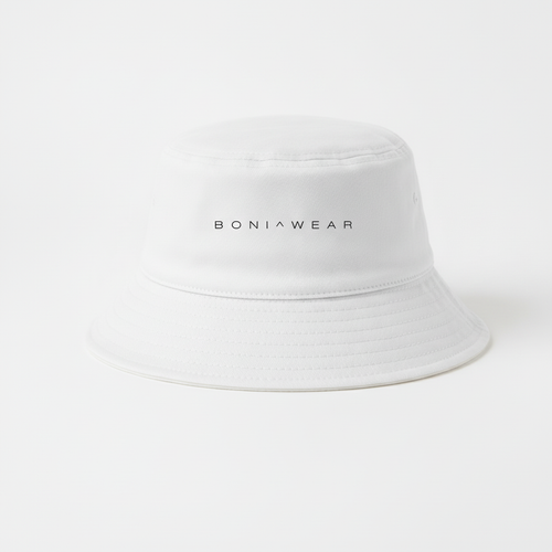 White bucket hat