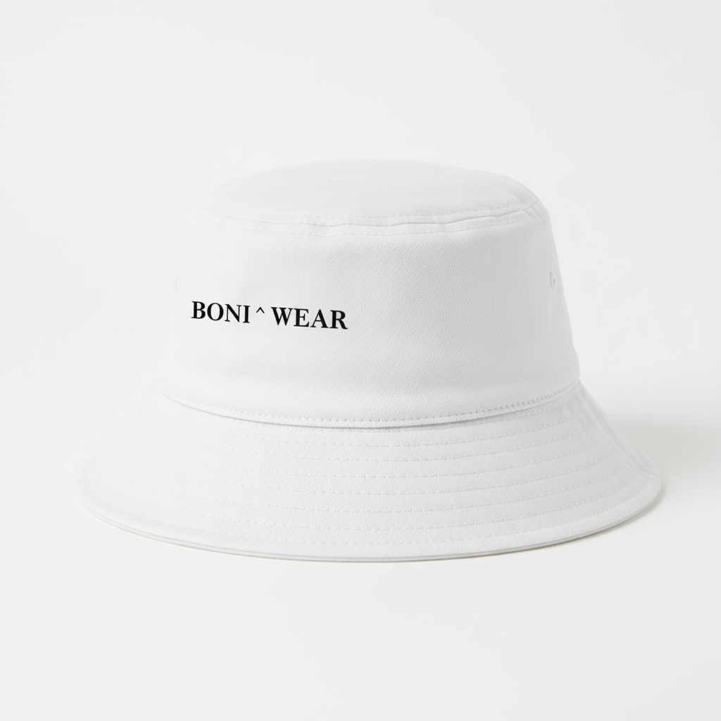 White bucket hat