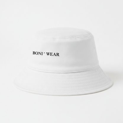 White bucket hat