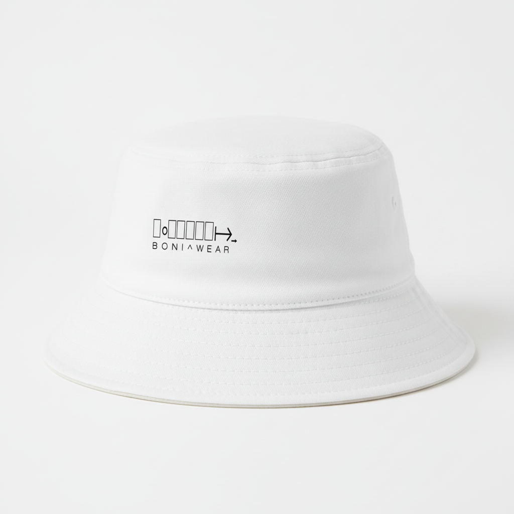 White bucket hat