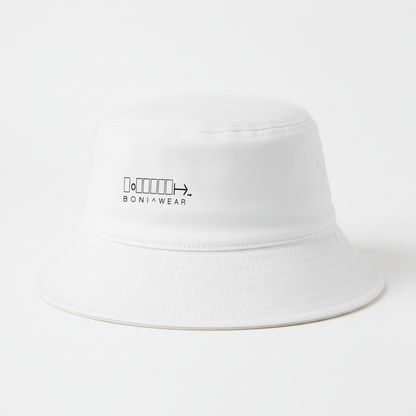 White bucket hat