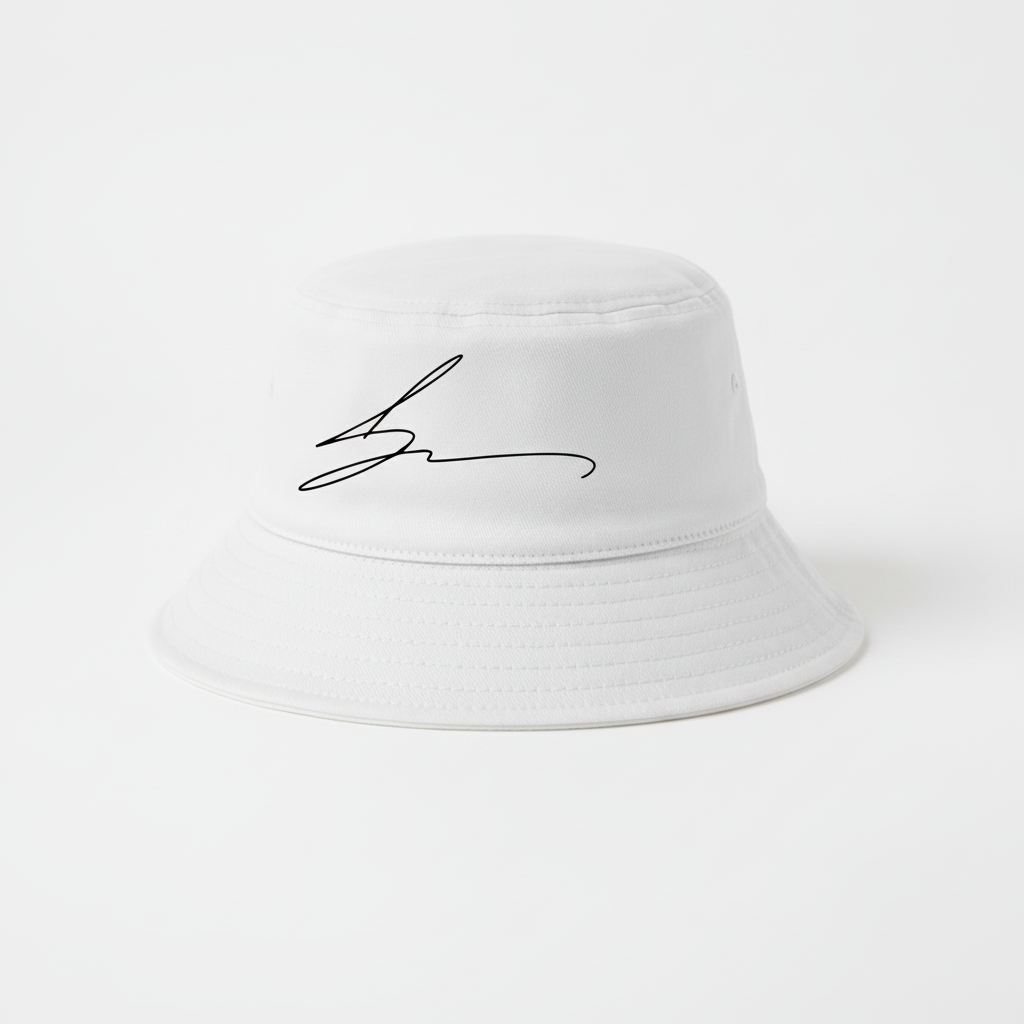 White bucket hat