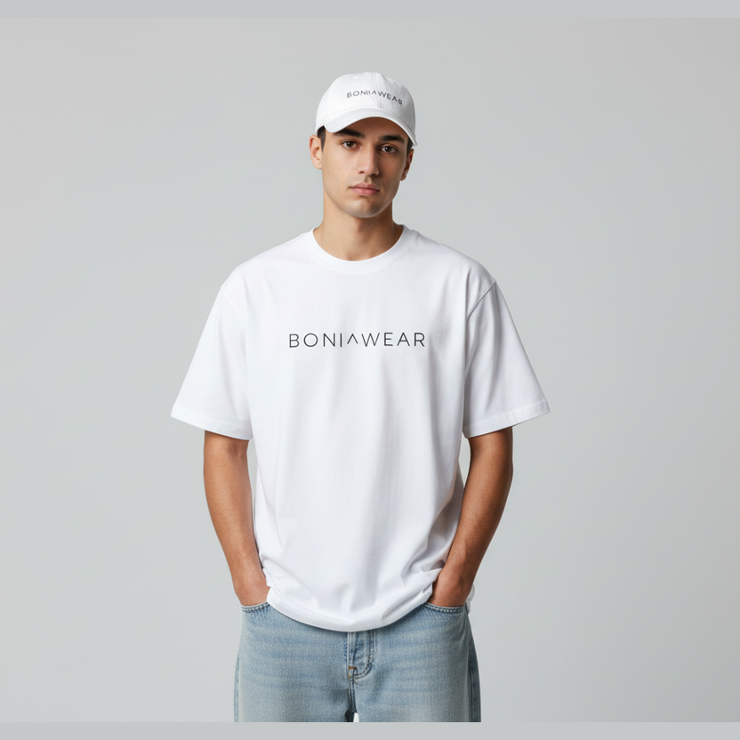 White bulky fit crew neck set