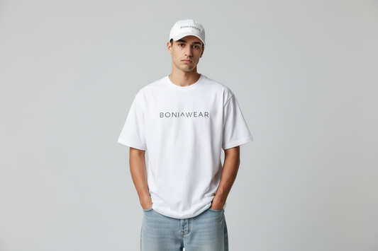 White bulky fit crew neck set