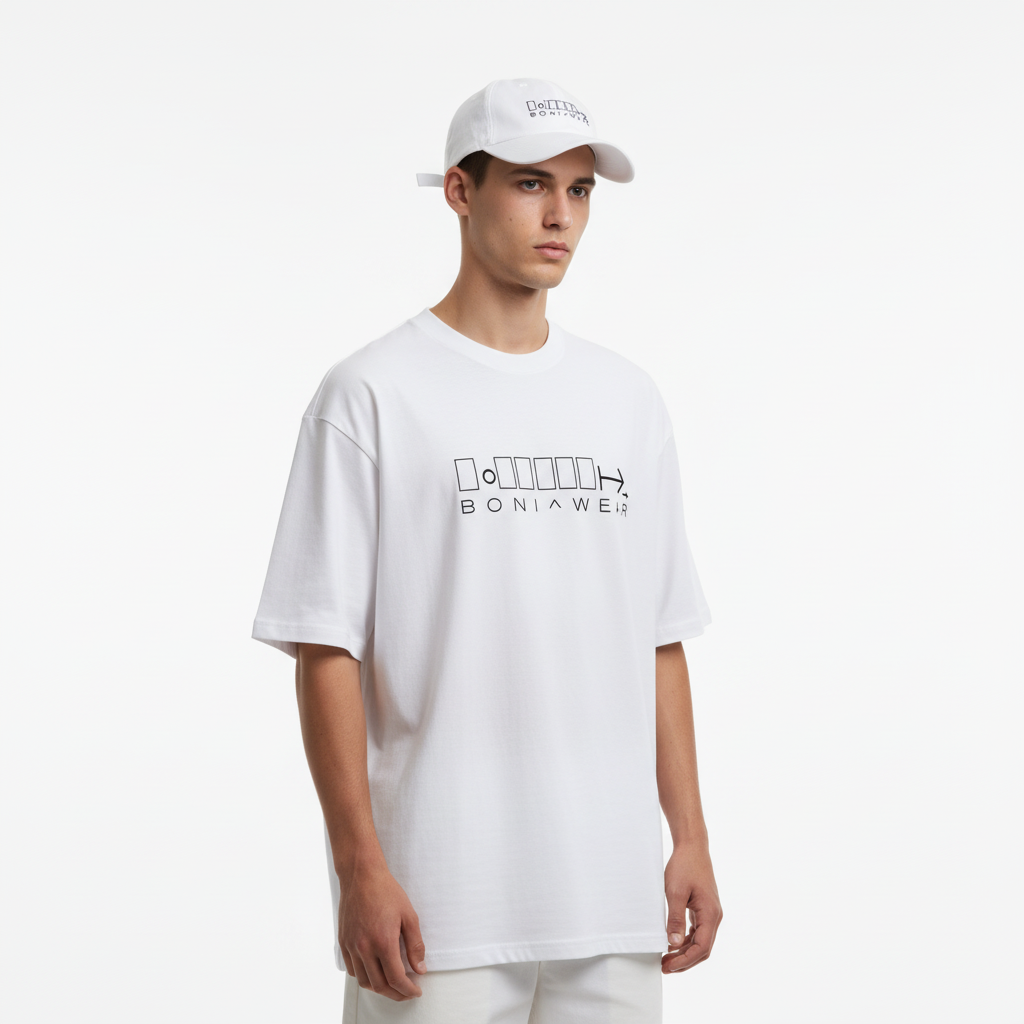 White bulky fit crew neck set