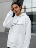 White hoodie with signature logo