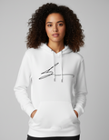 White hoodie with signature logo