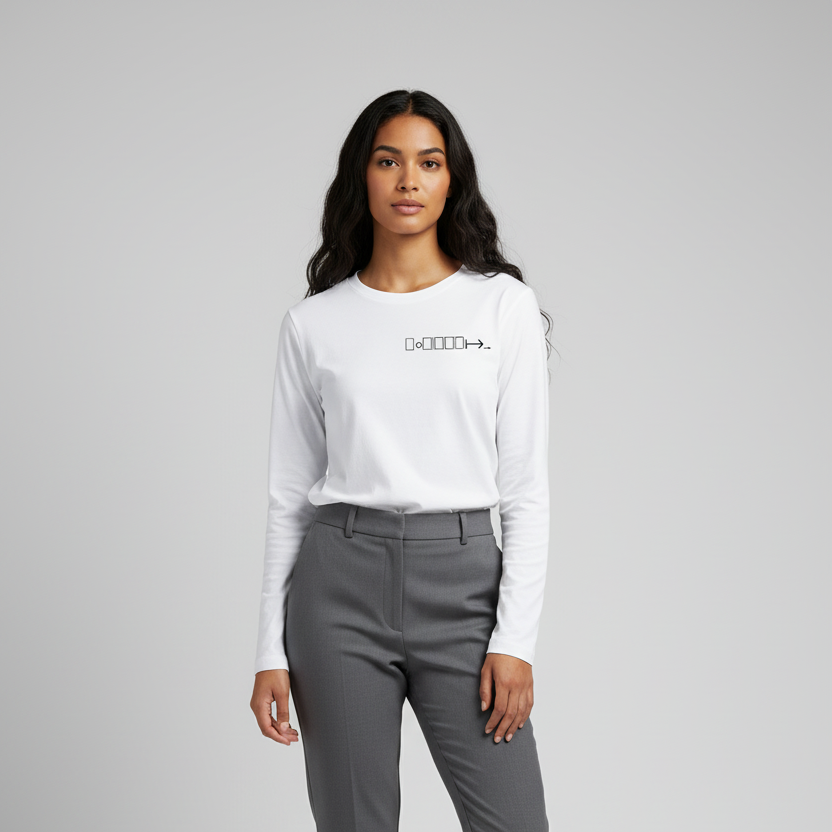 White long sleeve tee with geometric logo