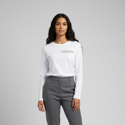 White long sleeve tee with geometric logo