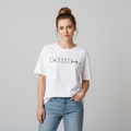 White oversized t-shirt with geometric logo design