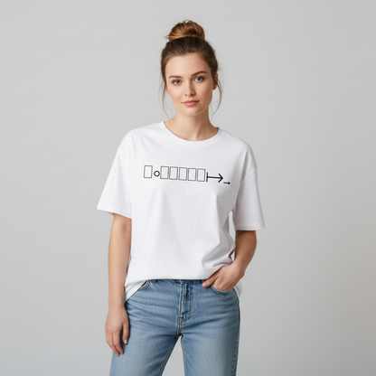 White oversized t-shirt with geometric logo design