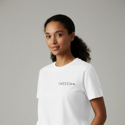 White short sleeve tee with geometric logo