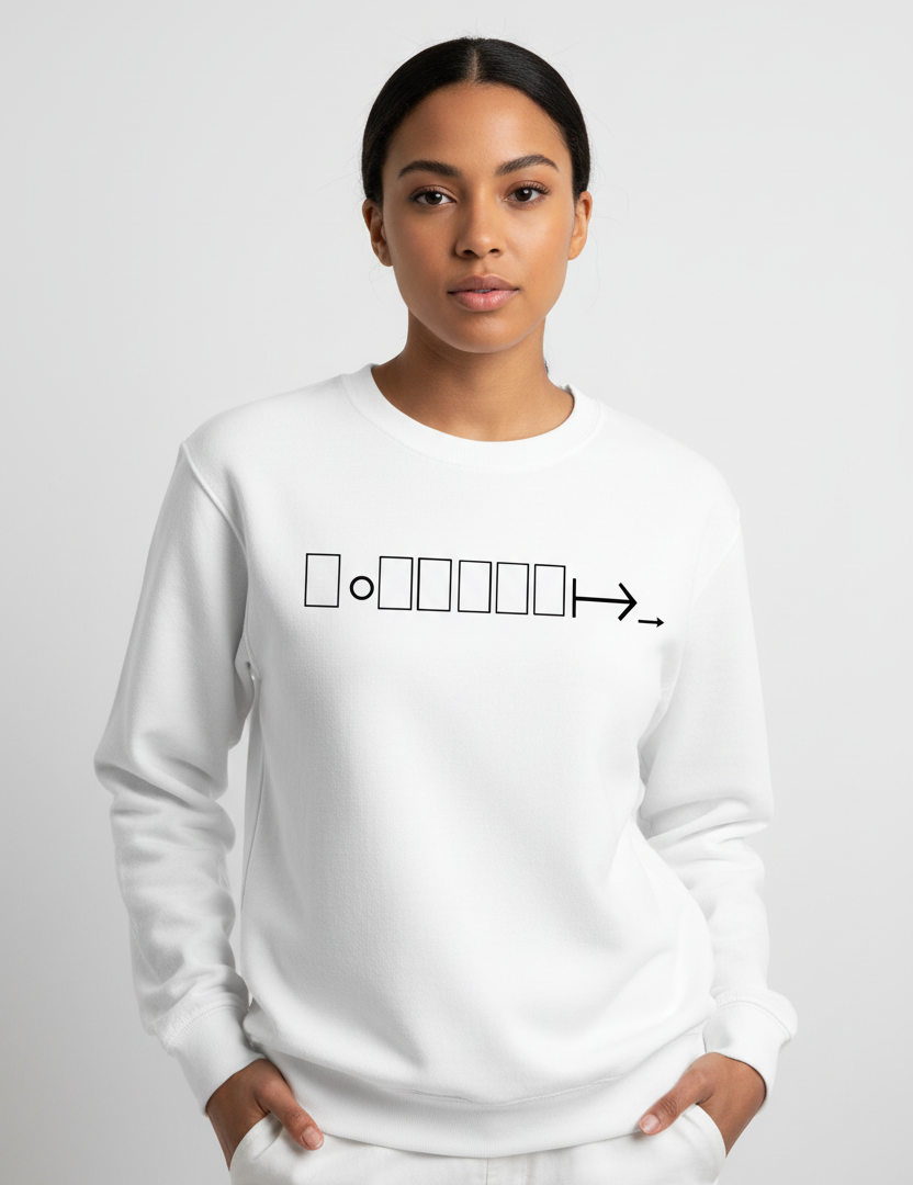 White sweatshirt with geometric logo