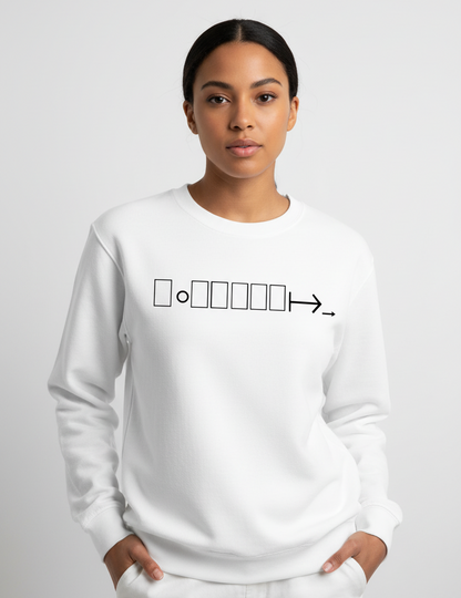 White sweatshirt with geometric logo