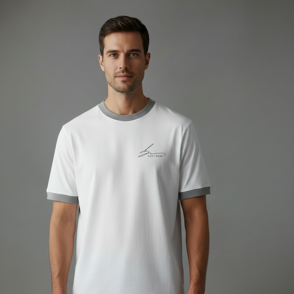 White with gray trim and gray logo