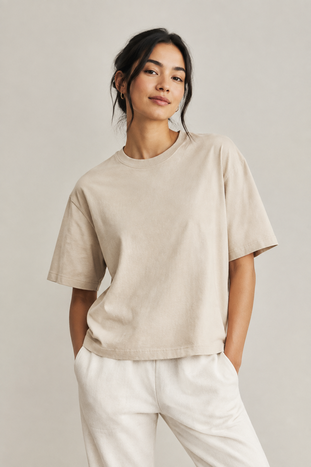 Women's Boxy Tee - Beige