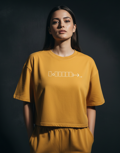 Yellow boxy fit cropped tee with BONIWEAR logo