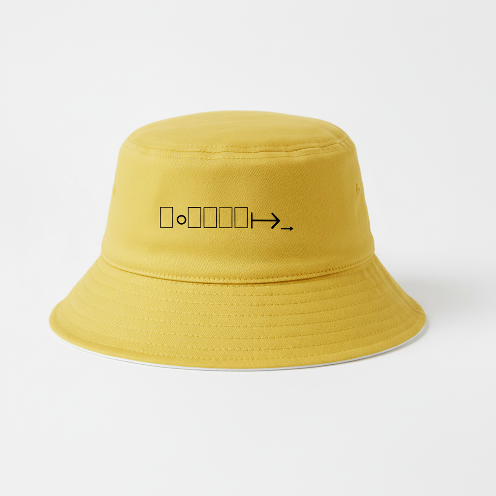 Yellow bucket hat with exact logo