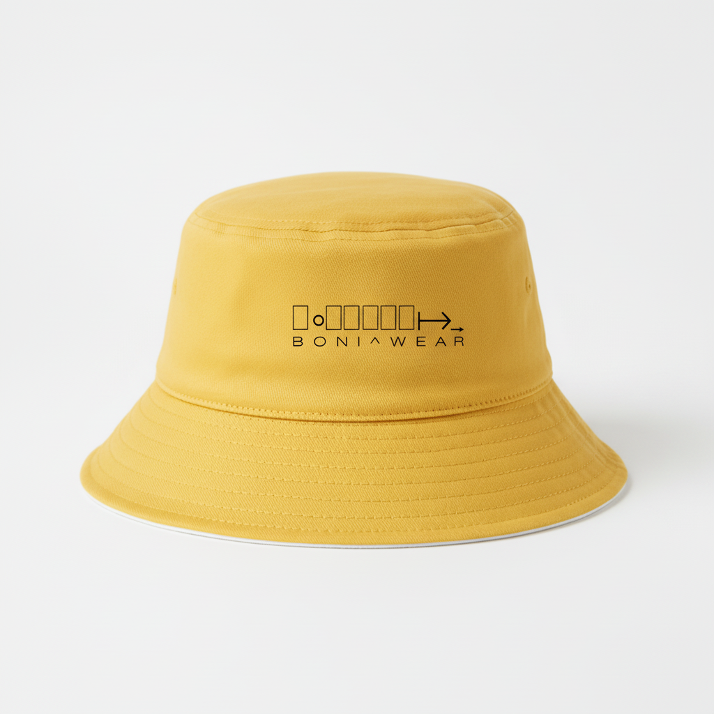Yellow bucket hat with exact logo