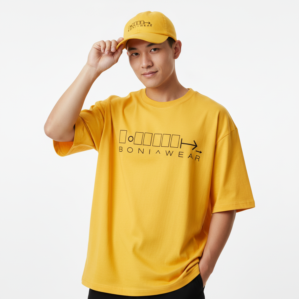 Yellow bulky fit crew neck set