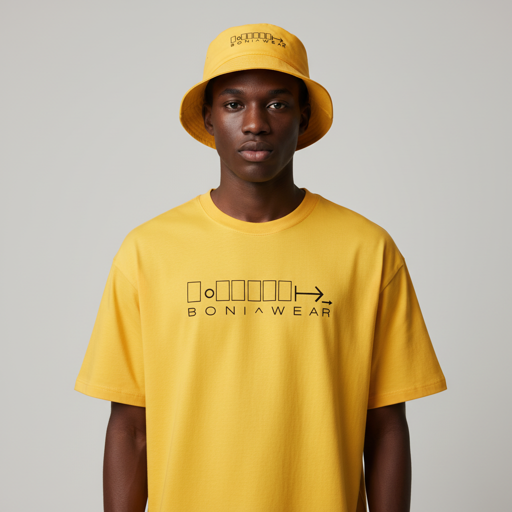 Yellow bulky fit set with bucket hat