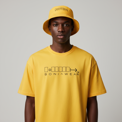 Yellow bulky fit set with bucket hat