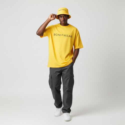 Yellow bulky fit set with bucket hat