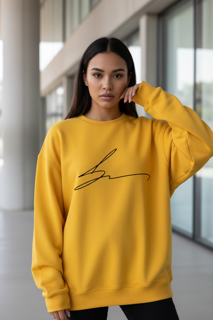 Yellow crewneck with signature logo