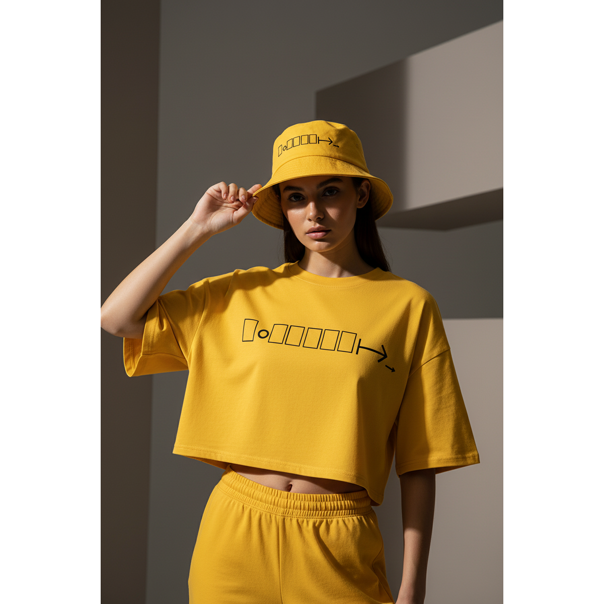 Women's Ensemble - Cropped Tee & Bucket Hat