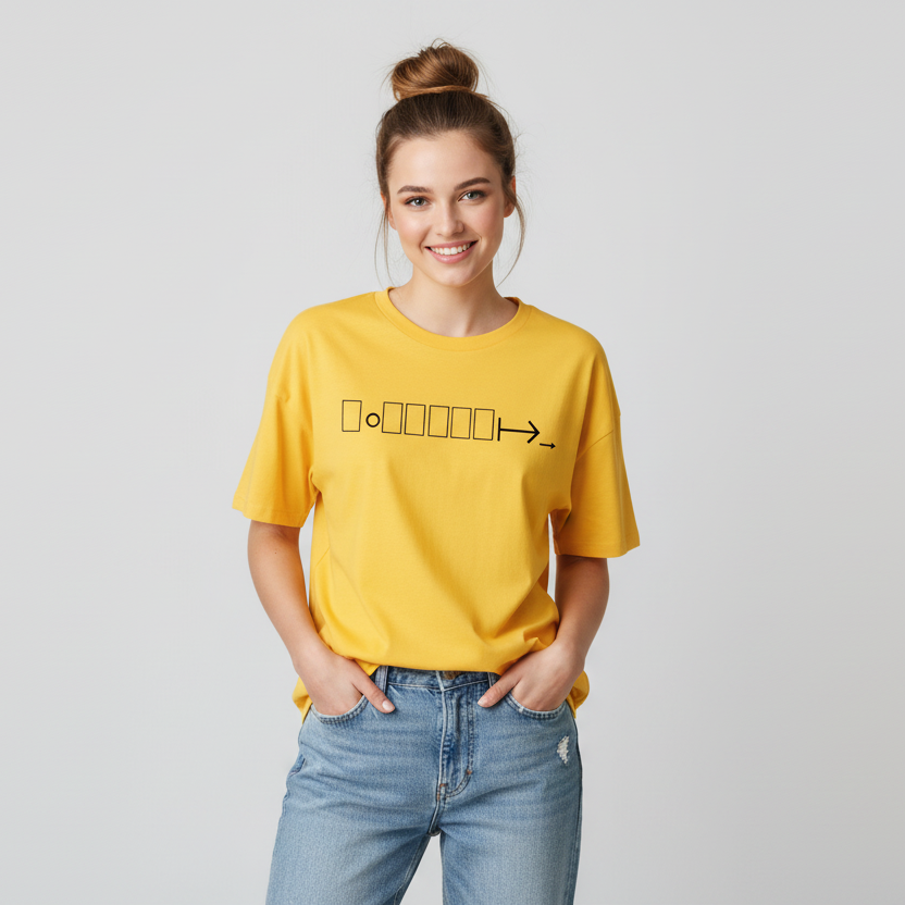 Yellow oversized t-shirt with geometric logo
